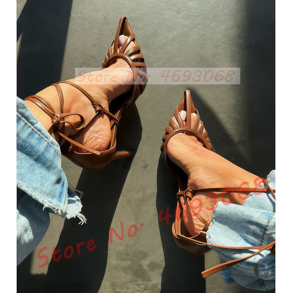 Brown Pointy Toe Caged Sandals - Crossfit Ladies recensione e prezzo