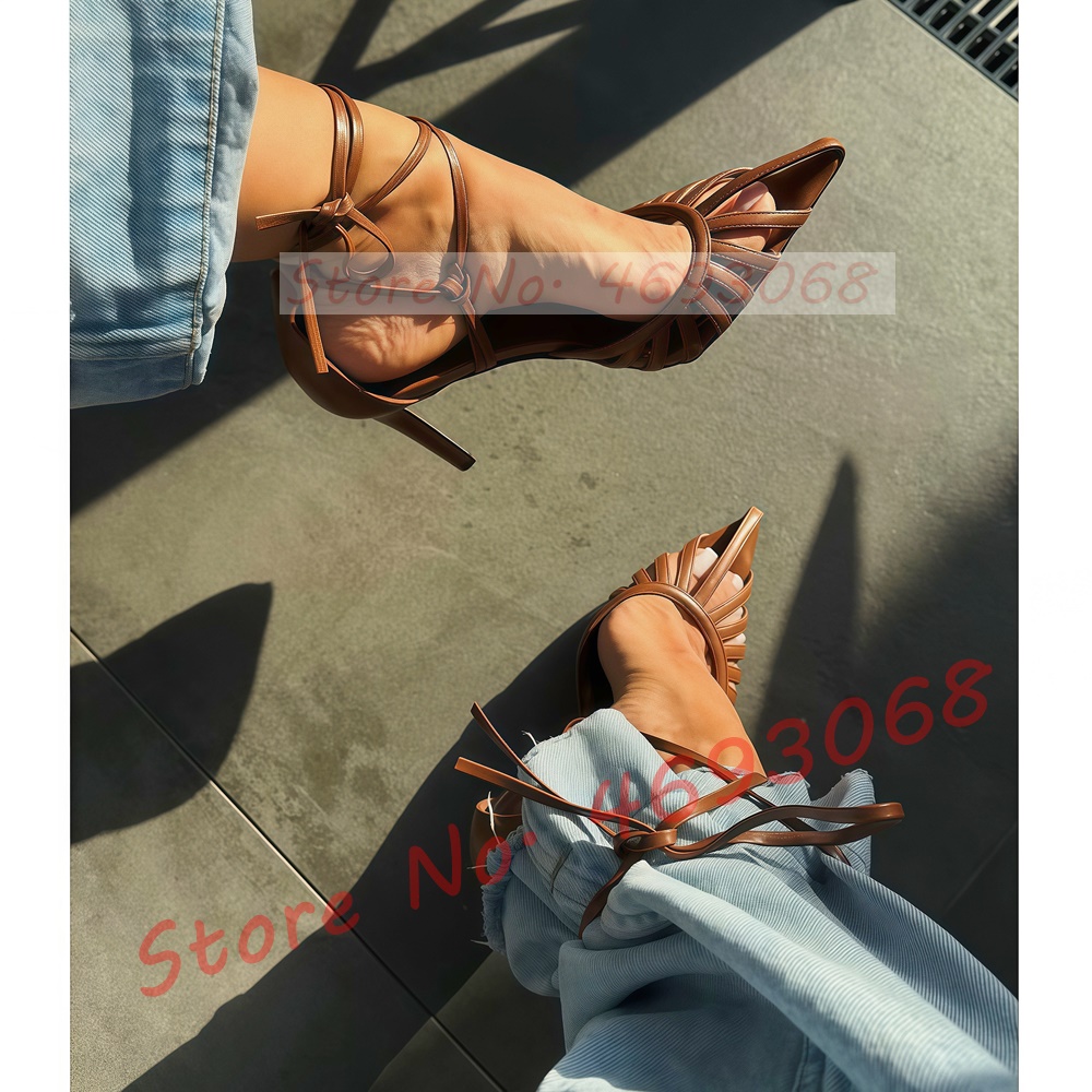 Brown Pointy Toe Caged Sandals - Crossfit Ladies recensione e prezzo
